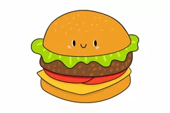 Burger SVG - Cartoon burger - Cute fast food SVG Product Image 2