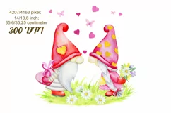 watercolor clip art ,valentine's day, Valentine gnome clipar Product Image 2