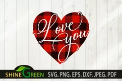 Valentines SVG Love You Buffalo Plaid Heart SVG, PNG EPS DXF Product Image 2