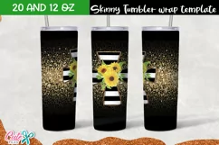 Striped cross with sunflower day 20 Oz. Skinny Tumbler Product Image 2
