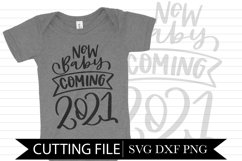 New Baby Coming 2021- Hand lettered SVG Product Image 1