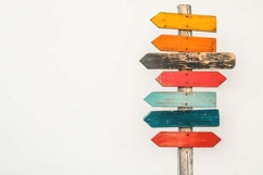 Wooden post with colored directional signs Product Image 1