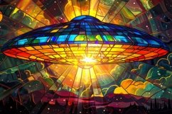 Stained Glass Ufo Background Wallpaper Product Image 1