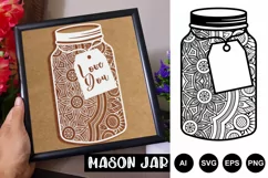 Mandala Mason Jar SVG Paper Cut, Laser Cut, Printable Product Image 1