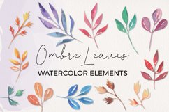Ombre Leaves 12 Watercolor Elements Painted Leaf Product Image 1