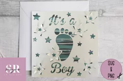 It’s a boy card | Paper cutting | New baby card SVG Product Image 2