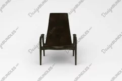 Dark brown wooden chair 3D furniture Product Image 2