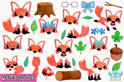 Fox Girls Watercolor Clipart, Instant Download Vector Art Product Image 2