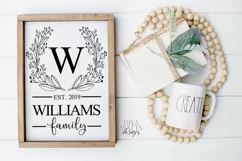 Monogram Wreath Family Last Name Farmhouse Sign SVG Product Image 1