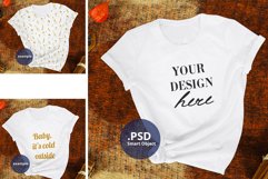 Winter White t-shirt mockup PSD, White T-shirt mockup JPG Product Image 1