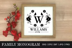 Family monogram SVG - Floral Family Name Sign Monogram Frame Product Image 1