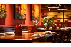 inviting blurred asian restaurant interior Product Image 1