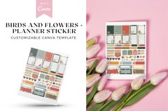 BIRDS AND FLOWERS Planner Sticker, Canva Template Product Image 1