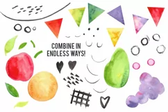 Kawaii Cutie Fruity Watercolor Fruit Clip Art Illustrations Product Image 3