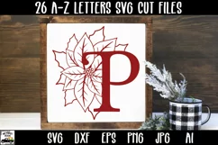 Christmas Poinsettia Alphabet Letters A-Z SVG Cut Files Product Image 1