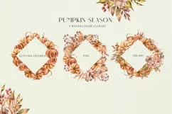 Pumpkin frame clipart. Floral bouquet png clipart Product Image 1