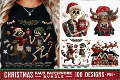 Christmas Patchwork Bundle 100 Designs PNGs Sublimation Product Image 17