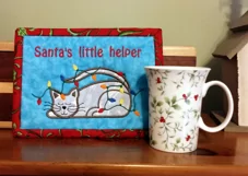 Cat & Lights Christmas Mug Rug or Doorknob Hanger Pattern Product Image 5