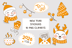 New Year Stickers PNG. Christmas cute 2026 Product Image 1