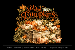 Picked Fresh Pumpkins Fall PNG Sublimation Design Product Image 1