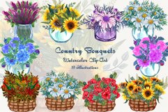 Country Bouquets Watercolor Clip Art 300dpi Product Image 1