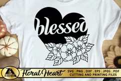 Heart SVG PNG EPS DXF Blessed SVG Floral Heart SVG Cut files Product Image 1