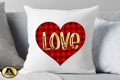 Valentine Sublimation PNG Love Heart Buffalo Plaid PNG File Product Image 3