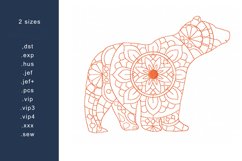 Mandala Redwork Bear Machine Embroidery Design 2 sizes Product Image 1