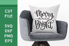 Merry and Bright, Hand Lettered, Cut File Product Image 1