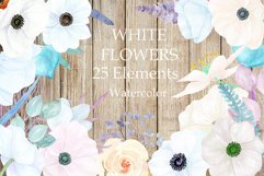 Watercolor white flowers clipart Product Image 1