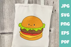 Burger SVG - Cartoon burger - Cute fast food SVG Product Image 1