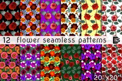 12 Seamless colorful FLOWER patterns bundle. Digital Paper Product Image 1
