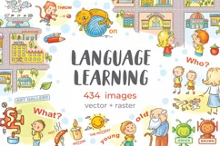 Teaching aid while language learning, clipart bundle Product Image 1