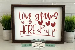 Love Grows Here SVG | Romantic Valentine Sign Product Image 1