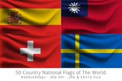 Realistic waving 50 Country National Flags of The World. Product Image 12