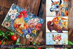 Cutting Board Designs | Farm Animals | Rooster and Llama Product Image 1