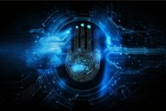 Cybersecurity concept with a digital fingerprint overlay on Product Image 1