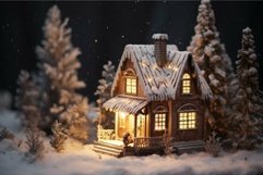 Enchanted winter cottage at night Product Image 1