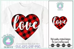 Valentine svg Buffalo Plaid LOVE Heart SVG Cut file Product Image 1