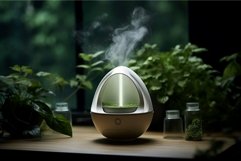 Modern ultrasonic humidifier amidst plants Product Image 1