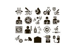 Malaria Illness Dengue Glyph Set Vector Product Image 1
