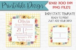 Floral Baby Stats Template Sublimation Design Printable Product Image 1