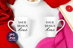 2 Latte Mugs Mockup Valentine's Day PSD JPG full wrap mockup Product Image 2