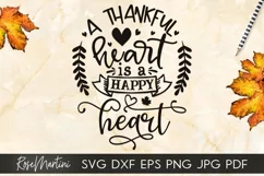 A Thankful Heart Is A Happy Heart SVG Thanksgiving Turkey Product Image 5