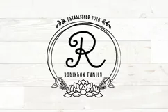 Family Monogram Sign Floral Wreath svg Product Image 5