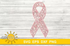 Breast cancer SVG | Pink Ribbon svg | Floral pink ribbon SVG Product Image 3