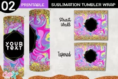 Colorful marble 20 oz Skinny Tumbler wrap sublimation Product Image 2