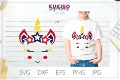 Unicorn with stars SVG - 4th of July kids cut file Product Image 1