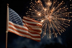 American flag and fireworks on Independence Day 4th of July Product Image 1