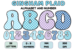 Gingham Plaid Alphabet Letters &amp; Numbers Clipart PNG 300DPI Product Image 1